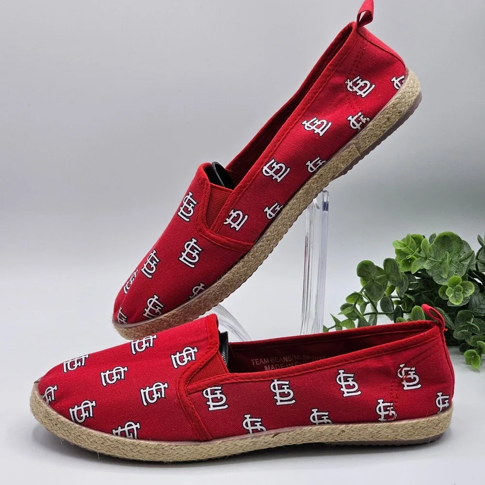 Team Beans MLB St Louis Cardinals Espadrille Slip On Shoes Women's XL‎ 9-10 Red